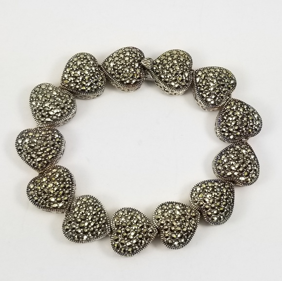 Suspicion Jewelry - Suspicion Sterling Marcasite Pave Heart Bracelet